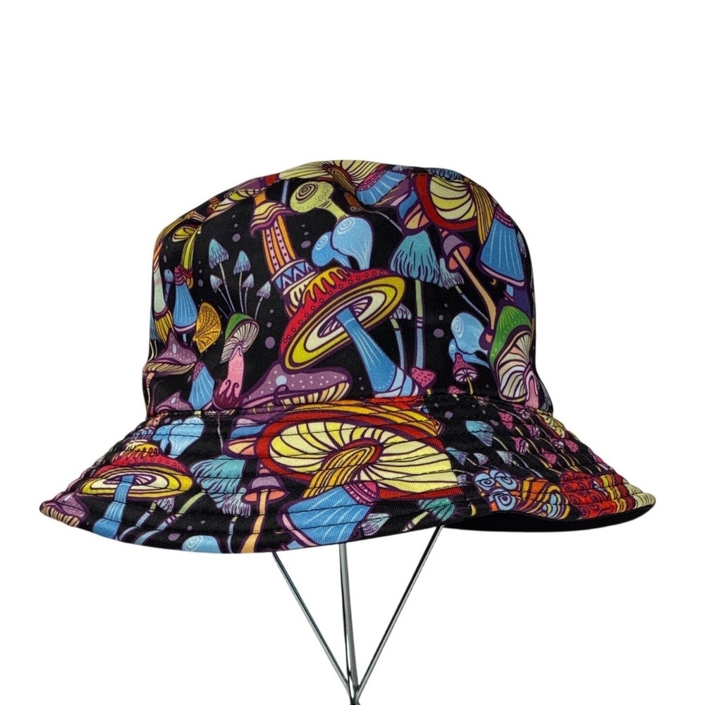 Bucket Hat Mushrooms Toadstools Fairy Retro Boho Vacation Resort Coastal Funky